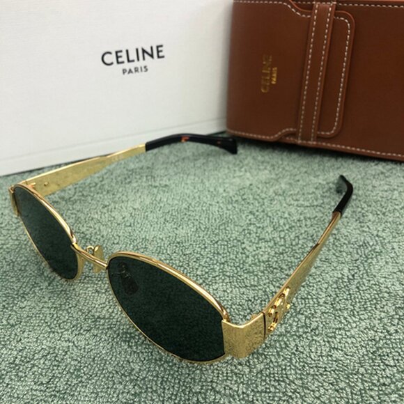 Celine Triomphe Gold Metal Sunglasses with Green Lenses main image 4